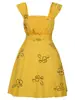 Vestido floral amarillo personalizado, mismo estilo que el de Mia, para fiestas de cine y televisión, bailes, disfraces de cosplay de Halloween.