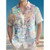 Camisa hawaiana casual de manga corta para hombre, retro, floral, con estampado digital 3D, superventas de verano transfronterizo
