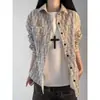 Estilo Retro Versátil Juvenil Calle Alta Nueva Primavera Diseño de Solapa Chaqueta Versátil Camisa Holgada Camisa de Manga Larga Hombre
