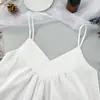 Moda Verano 2023 Nueva Sexy Espalda Descubierta Camisón Falda de Tirantes Borde de Loto Casual Cómodo Ropa de Casa para Mujer