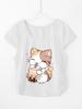 Camiseta de niña con patrón popular transfronterizo que se puede hacer DIY 4-14 años de edad con estampado de dibujos animados para niñas deportiva y de ocio tops de color puro