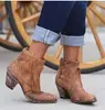 19 Otoño Nuevo Personalizado Botas Cortas de Cañón Martin para Mujer Punta Retro Tacón Grueso Botas Romanas Amazon Deseo Comercio Exterior