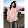 Sudadera con capucha de cuello redondo con estampado divertido de gato Hip Hop Americano para mujer Otoño Invierno Nuevo Estilo Tendencia Holgada Adelgazante Top de Pareja