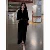 Vestido Estilo Hepburn Tamanho Plus Preto Cintura Marcada Irmã Real Outono Novo Versátil Moda Saia Longa Roupa Feminina