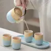Juego de Té Montaña y Mar, Una Tetera y Cuatro Tazas, Tetera de Cerámica para el Hogar, Regalo Empresarial, Tetera de Gama Alta, Caja de Regalo para Tazas de Té