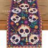 Bandeira de Mesa do Dia dos Mortos Mais Vendida da Amazon Estampa Floral de Caveira Carnaval Mexicano Decoração de Mesa de Sala de Estar Toalha de Mesa