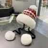 Chapéu Lei Feng de Pelúcia de Inverno 2024 para Mulheres, Emagrecimento Facial, Espessado, Quente, Ciclismo, Proteção Auricular, Gorro de Tricô à Prova de Vento
