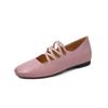 Sapatos Mary Jane com Tira Cruzada de Couro Bovino de Primeira Camada Estáveis e que Não Caem Outono 2025 Aumento Interno Salto Baixo Bico Redondo Couro Genuíno para Mulheres