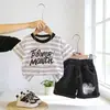 Conjunto de Verano a Rayas de Manga Corta para Niños, Conjunto Casual de Dos Piezas de Verano para Bebé, Nuevo Estilo 2026, Conjunto Ligero de Moda para Niños Pequeños