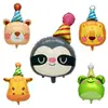 Nuevo sombrero de cumpleaños globos de animales con formas únicas para accesorios de decoración de fiesta de cumpleaños: león, koala, perezoso