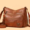 Bolso de Mujer de Comercio Exterior 2025 Nuevo Modelo Piel Suave Bolso para Mujer de Mediana Edad Moda Simple Elegante Bolso de Hombro Cruzado Bolso para Mamá de Dama