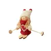 Adornos Decorativos Navideños Figuras de Muñecos de Madera con Esquís Decoraciones Navideñas Colgantes de Muñecos Creativos Lindos