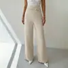 Pantalones de Nuevo Estilo Otoño e Invierno 2026 Color Sólido Metálico de Cintura Alta Pierna Recta Pantalones Largos de Viaje Transfronterizos Europeos y Americanos para Mujer