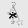 Moda Sencilla Trendy Y2K Llave y Candado Plateados Estrella Cinta Lazo Llavero de Pareja Colgante para Bolso