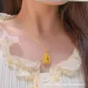 Nuevo Colgante de Collar de Calabaza Auspiciosa Chapado en Oro Estilo Chino para Mujer, Cadena de Clavícula Chapada en Oro Moderna y Versátil