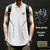 [Entrega Rápida] Colete de Seda Gelada Masculino Fashionável Gola Redonda Malha Respirável Secagem Rápida Esportivo Colete Largo Roupa Externa Masculina Sem Mangas