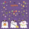 Pegatinas Estáticas de Dibujos Animados de Halloween Transfronterizas Venta al por Mayor Banderas Lindas de Fantasmita Estrellas de Ojo Pegatinas para Ventana Pegatinas de Decoración Festiva