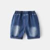 Pantalones Cortos de Mezclilla de Algodón Verano 2024 para Niños Pequeños y Medianos, Azul Suave Cintura Media Diseño Cintura Elástica Pantalones Cortos