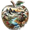 Hermosos Pegatinas de Manzana con Paisaje de Cristal para Pared de Azulejo de Sala, Puerta de Balcón de Vidrio, Refrigerador Pegatinas Decorativas