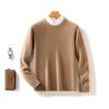 Suéter de Lã Pura Novo Outono e Inverno 2024 Masculino Gola Redonda Solto Sete Pontos Espessado Base Cashmere Tricotado Suéter Suéter