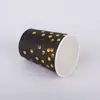 Suministro puntual de fábrica vasos de papel desechables biodegradables ecológicos con estampado metálico vasos para bebidas para fiestas navideñas y de cumpleaños