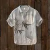 Venta Caliente Sudeste Asiático Estilo Retro Japonés Patrón de Flor de Ciruelo Estampado Camisa Hawaiana Ropa para Hombre Fábrica de Origen