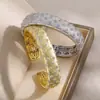Pulsera de Plata Pura Italiana Cepillada de Venta Caliente en Vivo para Mujer, Brazalete Estilo Corte Antiguo Exquisito con Cierre Tachonado de Diamantes Cielo Estrellado