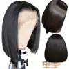 Peluca corta bob con encaje frontal, peluca de Amazon con encaje frontal para mujer, peluca bobo negra, corta, recta, con cobertura total.