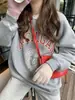 [Atacado Internacional] Moletom de Outono e Inverno Estilo Coreano Estampa de Letras Nicho para Mulheres Design Preguiçoso Ins Jaqueta com Forro de Lã
