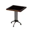 Mesa de Comedor Cuadrada de Madera Maciza con Borde Envuelto en Pizarra, Estilo Rústico, para Restaurantes Occidentales y Cafeterías, Una Mesa y Dos Sillas, Mesa Cuadrada Estilo Campo Vintage, Mesa Larga