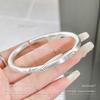 Guofeng Pie Plata 9999 Vintage Escarchado Viejo Simple Auspicioso Tótem Abierto Redondo Barra Cruz Sólido Pulsera de Plata Esterlina