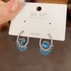 Colección~Pendientes de Borla de Cristal Lágrimas de Belleza Súper Brillantes de Estilo Coreano, Estilo Vacacional Creativo y Elegante en la Costa, Tendencia de Lujo Ligero