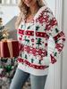 Terciopelo flash 2023 transfronterizo otoño e invierno nuevo cárdigan de manga larga para mujer europeo y americano abrigo de felpa estampado navideño