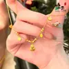 Estilo Semelhante ao Livro Vermelho de Paz e Alegria, Novo Estilo Chinês Antigo Dourado Areia Gelo Picado Colar de Cabacinha, Corrente de Clavícula Fashion de Luxo Leve