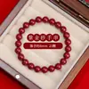 Pulseira de Cinábrio de Alto Teor, Pulseira Genuína de Contas de Areia Dourada Roxa para o Ano de Nascimento, Pulseira Redonda de Contas de Círculo Único para Inauguração de Casa Venda por Atacado