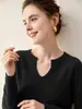 Nuevo Suéter de Punto para Mujer 2026 Otoño/Invierno de Cachemira Pura Cepillado Cuello Redondo en V Holgado Moda Estilo Perezoso