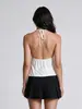 2026 Camisola de Moda Transfronteriza Europea y Americana Nuevo Estilo Ropa Exterior Casual Versátil Cuello Halter Patchwork Color Sólido Chaleco de Moda