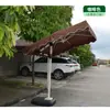 Guarda-sol Romano, Guarda-sol de Pátio e Praia Unilateral Acionado Manualmente, Liga de Alumínio com Base de Mármore, Guarda-sol de Tecido de Poliéster Imprimível