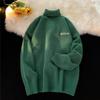 Suéter de gola alta estilo americano masculino outono e inverno engrossado solto estilo preguiçoso suéter de malha de alta qualidade estilo japonês retrô quente roupa interior