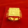 Anillo para Hombre Retro Abierto Color Oro Arena Vietnamita Arena Dorada Dominante Cabello Riqueza Dragón Caballo Piedra Preciosa Joyería de Imitación Oro