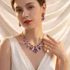 Transfronteiriço Novo Produto Luxo Roupa de Noite Geométrico Flor Colar Brincos Diamante de Alto Carbono Moda Celebridade Brincos em Forma de Leque Atacado