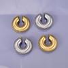 E151 Clip para oreja de dona retro europeo y americano sin agujero en la oreja textura geométrica hueco anillo para la oreja baño de oro 18k joyería