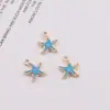 Estilo Coreano Colorido Goteo de Aceite Estrella de Mar Estrella de Cinco Puntas Aleación Joyería Accesorios DIY Hecho a Mano Collar Pendientes Colgante Colgante