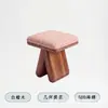 Banqueta de Maquiagem Estilo Vintage Italiano Simples de Luxo Nórdico Madeira Maciça Banqueta de Chá Estilo Artístico Retrô Banqueta para Trocar Sapatos Sala de Estar