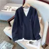 Sudadera con capucha de dos piezas sintéticas para mujer de talla grande con un nuevo diseño casual