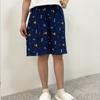 Pantalones de Pierna Ancha de Seda de Hielo Estilo Coreano para Mujer, Pijamas Delgados de Primavera y Verano, Pantalones Casuales para el Hogar Lindos de Dibujos Animados Plisados Drapeados de Cintura Alta
