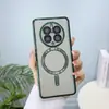 Para capa de celular Huawei mate60pro CD plating magnético iphone15 com película de lente capa transparente 11