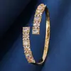 Exquisito brazalete abierto floral entrelazado con incrustaciones de circonita Venta caliente elegante moderno de alta gama versátil pulsera