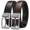 Cinturón de Cuero Personalizado para Hombre, Estilo Casual, Hebilla de Pin de Cuero Genuino, Doble Cara, Piel de Vaca Bicolor, Exportación Transfronteriza, Cinturón de Cuero Pulido