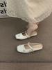 Mules Pontudas Prateadas Estilo Francês para Mulheres, Adequadas para Uso Externo, Novos Sapatos Mary Jane Delicados Primavera/Verão 2025
